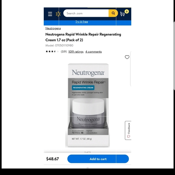 2 X PACK OF NEUTROGENA RAPID WRINKLE CREAM - Picture 2 of 3